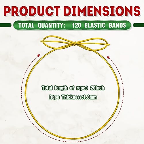 Berlune 120 Pcs Elastic Bows Pre Tied Stretch Loops Wrap, Gold - color: Gold
