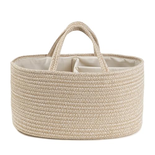 Diaper Caddy Organizer, Gift Basket for Baby Shower, Newborn Essentials - color: Oatmeal, size: Large