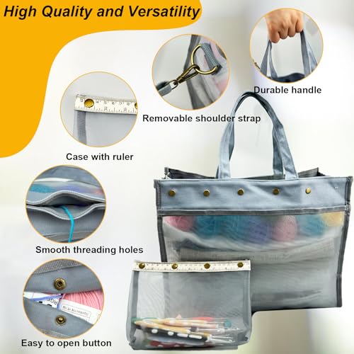 Knitting Bag Large Yarn Storage Organizer,Crochet Bags and Totes(Grey) - color: Grey