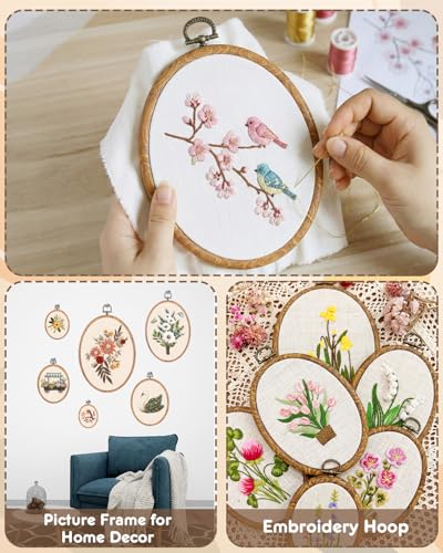 6PC Oval Embroidery Hoops, Decorative Cross Stitch Hoops for Embroidery Art Craft and Ornaments,6 Different Size（7.5*9/9*11/12.5*15/15*19/18*24/22*29.5cm，3*3.54/3.54*4.31/5*6/6*7.5/8.61*11.61inch）