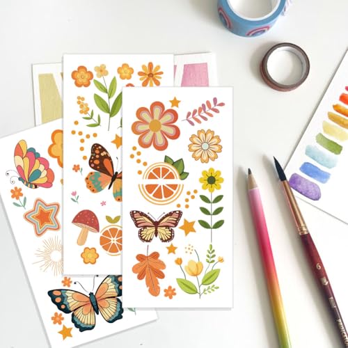 3 Sheets Boho Flowers Rub on Transfers for Crafts and Furniture 12×6inch Vintage Butterfly Floral Furniture Transfer Stickers for Wood Cabinet Dressers Home Decor - style: Boho Flowers Butterfly