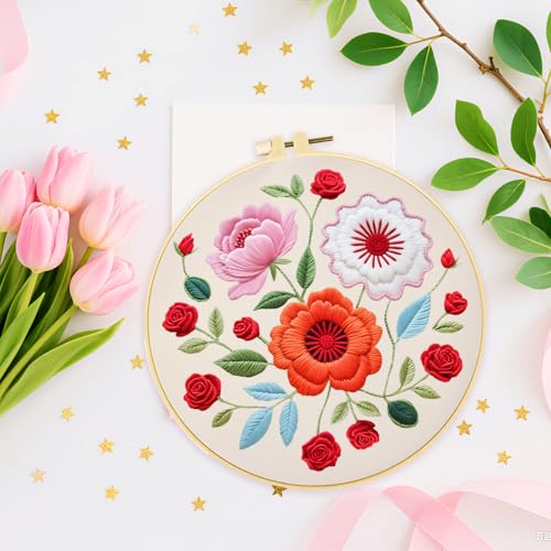 ORIGACH 4 Pack Floral Embroidery Kits for Beginners - style: Floral