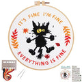 Louise Maelys Everything is Fine Embroidery Kit for Beginners Cat DIY - color: kit-22
