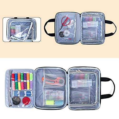 LUXJA Large Sewing Storage Organizer with 3 Inner Sections, Polka Dots