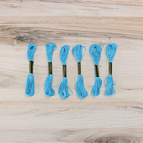 Embroidery Floss Pack – 6 Skeins, 8.7 Yards Each – Sky Blue Embroidery Floss for Needlework, DIY Bracelets, Crafting, Weaving - color: Sky Blue