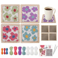 Yushen 4Pcs Flower Coaster Needlepoint Kit for Adult Cross Stitch Kits DIY Adults No Pattern Stamped Needlepoint Embroidery Set Embroidery Needles Threads Crafts (Flower) - color: Flower