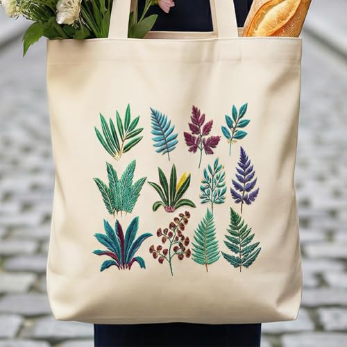 ORIGACH 4 Sheets Water Soluble Embroidery Patterns Stabilizers - Pre-Printed Fern & Leaves Plant Designs - Stick & Stitch Embroidery Paper for Hand Sewing Lovers - color: Fern & Leaves Plant