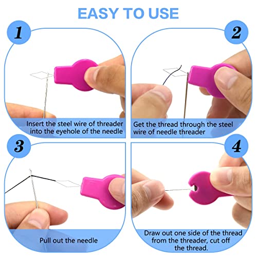 Lechchy Needle Threader for Hand Sewing & Sewing Machine - 10 Simple Needle Threaders for Embroidery Floss + 2 Seam Rippers + 2 Drawstring Threaders + 5 Needles - color: Style 1
