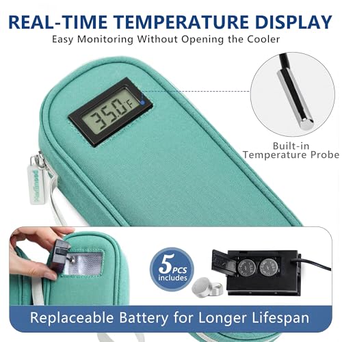 Medineed Temp Display Travel Case Fit 2 Mounjaro & Zepbound Pens, Green - color: Green
