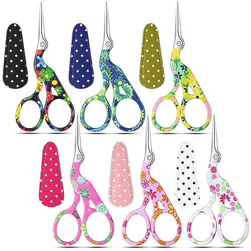 Therwen 6 Pcs 3.6" Embroidery Scissors, Artificial Leather Cover, Fresh - style: Fresh