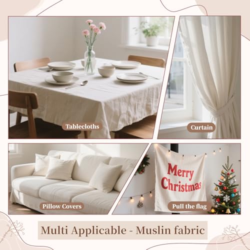 100% Cotton Muslin Fabric, 63 Inch X 2 Yards Unbleached Muslin Linen Fabric by The Yard,6oz Medium Weight Draping Fabrics Suitable for for Sewing Material Apparel Cloth Quilting Draping - size: 2 YARDS
