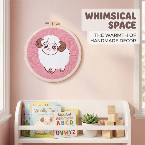 Harimau Punch Needle Kit Twelve Zodiac Signs Pattern,1Pc Embroidery Hoop, Essential Punch Needle Supplies,Ideal Punch Art for Beginners,DIY Adults Embroidery, Video Teaching - color: 65275