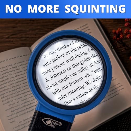 30x 10x VisionAid Hands-Free Magnifying Glass with Stand, Bright LED Light, Sturdy Storage Case - Handheld Magnifier for Reading - size: Battery Powered - 36 Ultra Bright LED with Case