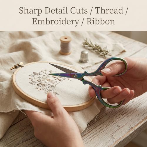 BIHRTC 3.6 Inch Mini Embroidery Scissors Sewing Crafting Stainless Steel Sharp Tip Scissors Shears for Needlework Threading Craft Art Work DIY Tools Cross Sticth - color: Colorful