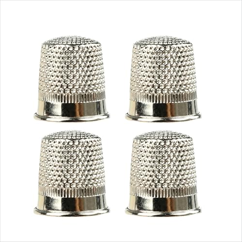 Hand Sewing Thimble Protector - Pack of 4 - Quilting Tailor Metal Thimble - Stainless Embroidery Safety Tool