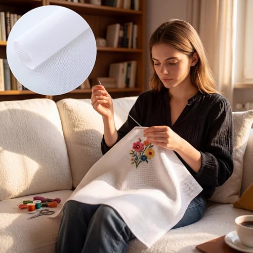 Chicplaid 8 Pcs 18 Mesh Needlepoint Canvas 14" X 18" White Blank - size: 14" X 18", style: 18 Mesh