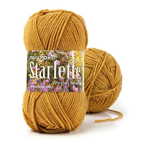Mary Maxim Starlette Yarn, Soft Acrylic Yarn, 3.5 OZ, 180 Yards, Gold - color: Gold