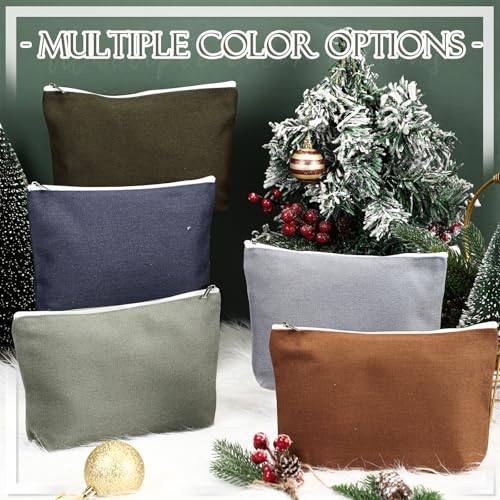 Reginary 10 Pcs Canvas Makeup Bags Bulk Blank Cosmetic Bags,Plain Color - color: Plain Color