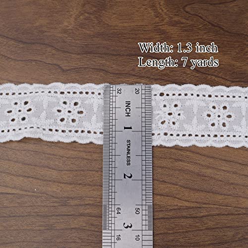 Eyelet Lace Trim 7 Yards White Cotton Lace Ribbon Embroidery Embroidery Craft Lace for Sewing, Baby Clothes, Pets Clothes - color: 4#