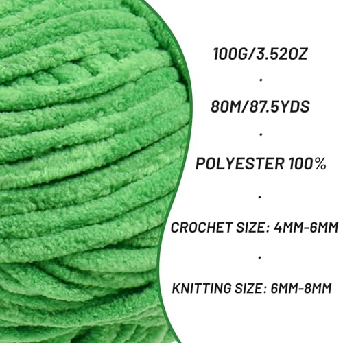 Chenille Yarn for Crocheting Size 5 Bulky Yarn, 2 Christmas Green - color: 2 Christmas Green