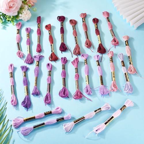 24 Skeins Embroidery Thread Floss 1mm Friendship Bracelet String Making 6 Ply Polyester Cross Stitch Kit Supplies 24 Color 8.75 Yards(8m)/Skein - color: 24 Colors E
