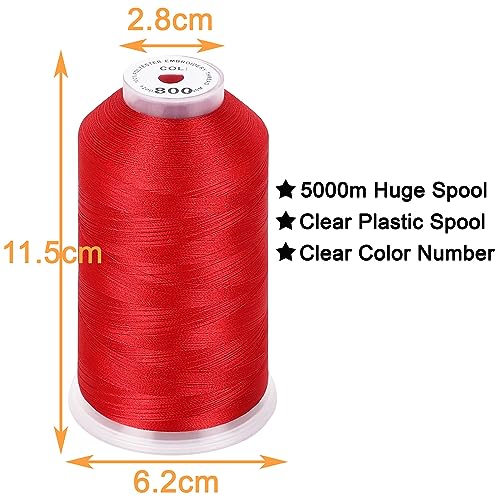 New brothread 5000M Huge Spool Embroidery Machine Thread - Red - color: Red-800