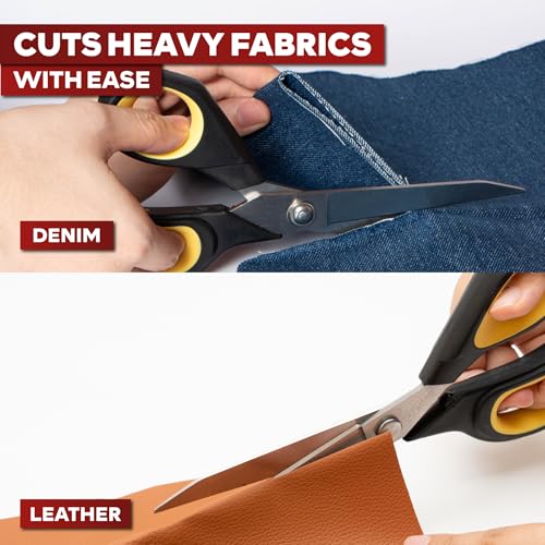 XFasten Sewing Scissors for Fabric Cutting Yellow 9.5 Inch Premium Professional Fabric Scissors Sewing | Large and Heavy duty - color: Yellow