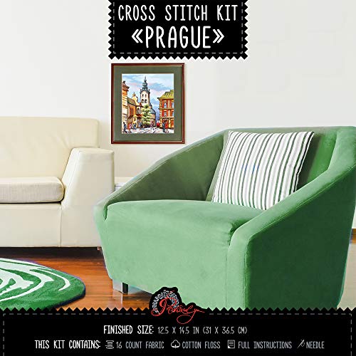 Hand Embroidery Kit 'Prague' Cross Stitch City Landscape Counted Pattern - color: Prague