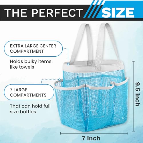 Handy Laundry Mesh Shower Caddy - 7 Pocket Portable Bathroom Organizer Tote for Travel, Gym & Dorm - Collapsible Small Shower Caddy Bag to Hold Toiletries & Essentials (Blue) - color: Portable Blue