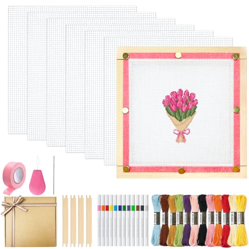 HejVulkan Needlepoint Kit for Beginners, All-in-One Needlepoint Starter Set - color: white 13mesh