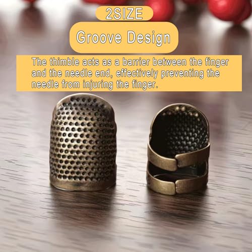 Luckkyme 20 PiecesSewing Thimbles, Copper Finger Protector Retro Metal Sewing Thimble Adjustable Fingertip Thimble for Sewing Embroidery Needlework, Medium and Small