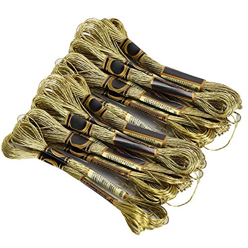 Cross-Stitch Thread, Light Gold Embroidery Glossy Floss for Sewing and Embroidery with 24Pcs