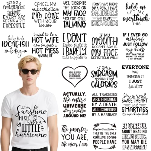 20 Pcs Sarcastic Quotes DTF Transfers Ready to Press - style: Funny
