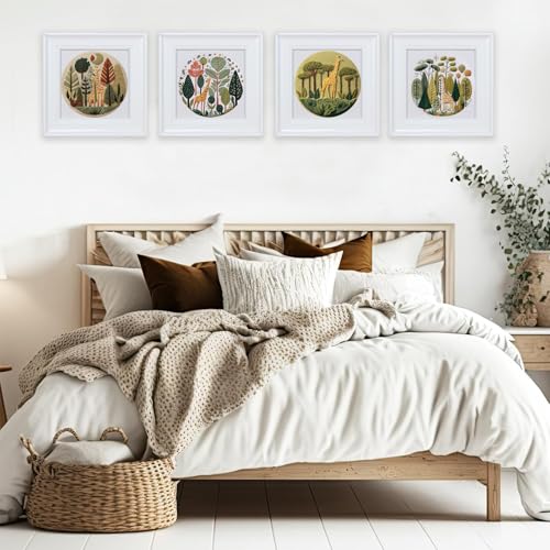 FONNUY Giraffe Pre-Stamped Embroidery Pattern for Beginners, Boho Needlepoint Kits for Beginners Cross Stitch Craft Sewing Full Needles and Thread Hoop Kit (Giraffe 01) - color: Giraffe 01