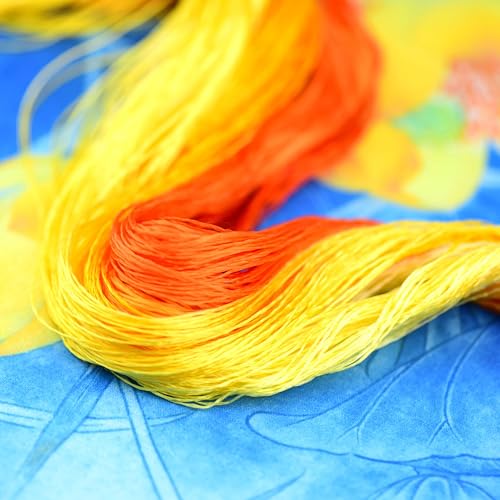 Natural Mulberry Silk Embroidery Thread – Yellow, 110m Each, Handmade Silk Floss for Hand Embroidery, Satin & Fringe Embroidery Thread（08） - color: 08