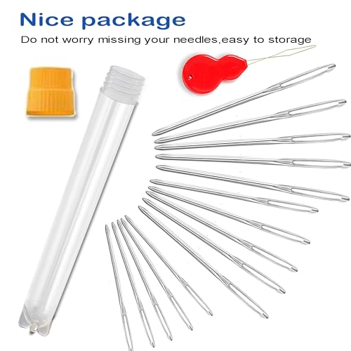 Large-Eye Blunt Needles, Sewing Needles, Stainless Steel Embroidery Thread Needle, Handmade Yarn Knitting Needles Leather Needle, Suitable for Crochet Project. (15 PCS) - color: 15 PCS