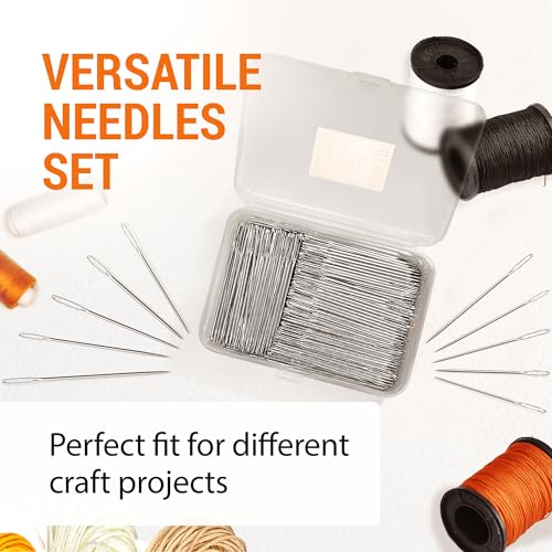 VONEEDL 500 PCS Large Eye Heavy Duty Sewing Needles - Bulk Set of 2 inch Big Eye Embroidery Needles - Easy to Thread Quilting Needles - size: 500pcs