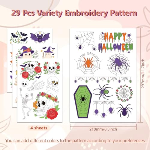 peacoblue Halloween Elements Stick and Stitch Embroidery Patterns - color: Halloween Elements