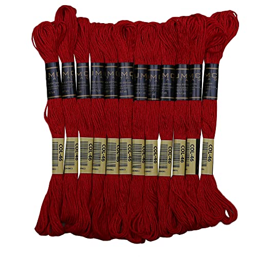 Pack of 12 Premium Embroidery Thread | 100% Egyptian Cotton Premium Skeins | Cross Stitch Embroidery Floss | Oeko TEX Certified Stranded Cotton | Ideal for Arts & Crafts (Copper Red 341) - color: Copper Red 341