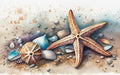 Moohue Stamped Cross Stitch Kits for Adults Skull 14CT Pre Printed Cross Stitch Kits for Beginners (Starfish and Shells 1) - color: Starfish and Shells 1
