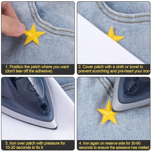 PAGOW 30 Pcs Star Iron on Patch, 1 Inch Sew on Star Embroidered Patches - color: 30 Yellow