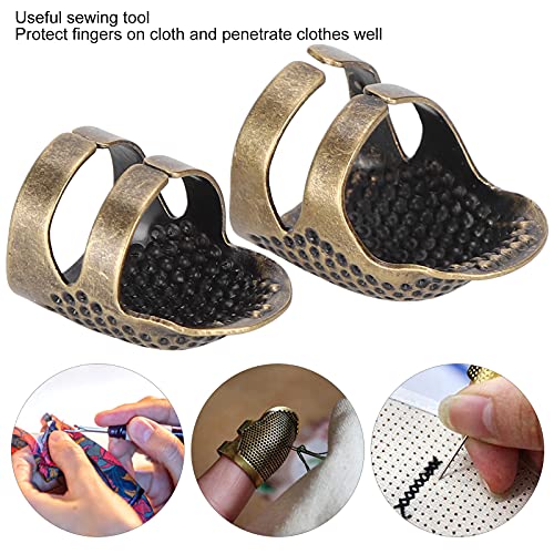 Metal Thimbles for Hand Sewing, Adjustable Finger Protectors for Quilting and Embroidery, 2 Pack Metal Sewing Rings for Needlework and Crafting