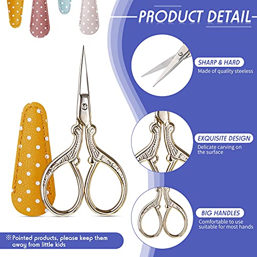 Honoson 4 Pcs Small Embroidery Scissors, 3.6", Simple, Retro Colors - color: Retro Colors