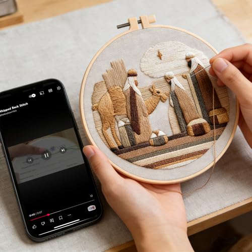 Myfelicity Embroidery kit,Handmade Nativity Scene Embroidery Hoop Art Set, Religious Christmas Theme, 3-Piece Collection with Angels and Manger Scene in Natural Earth Tones (60035-60037-60038) - color: 60035-60037-60038