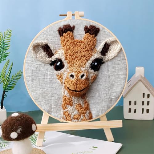 Punch Needle Kits Cute Giraffe 20x20cm-1
