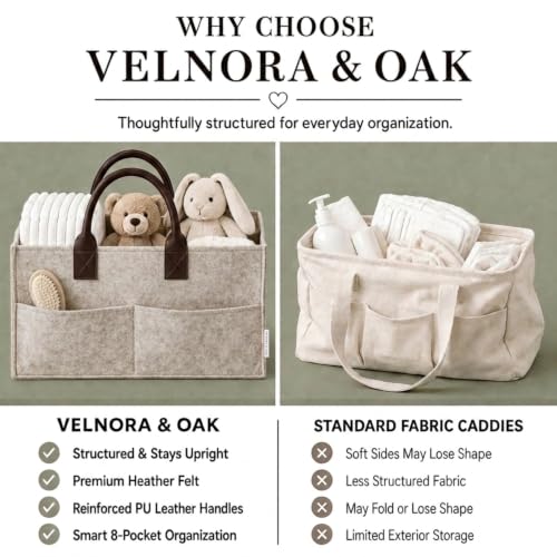 Felt Diaper Caddy Organizer, Nursery & Car Organizer - color: Oatmeal