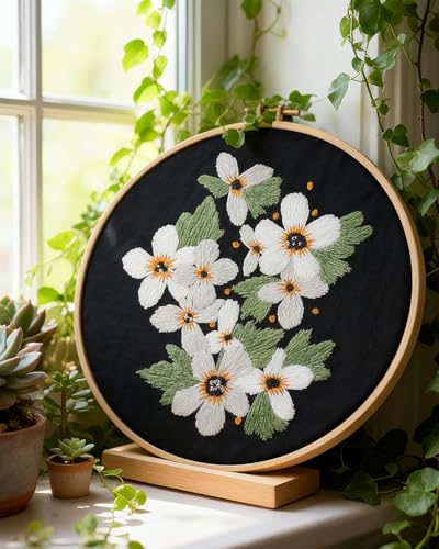 ERKOON Embroidery Kit for Beginners, Flower Cross Stitch Set Include Embroidery Cloth Hoops Threads for Craft Lover Hand Stitch with Embroidery Skill Techniques (Wildflowers) - color: Wildflowers