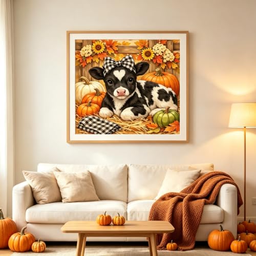 Highland Cow Pumpkin Diamond Painting Kits for Adults, Autumn Diamond Art - color: KM1294-1