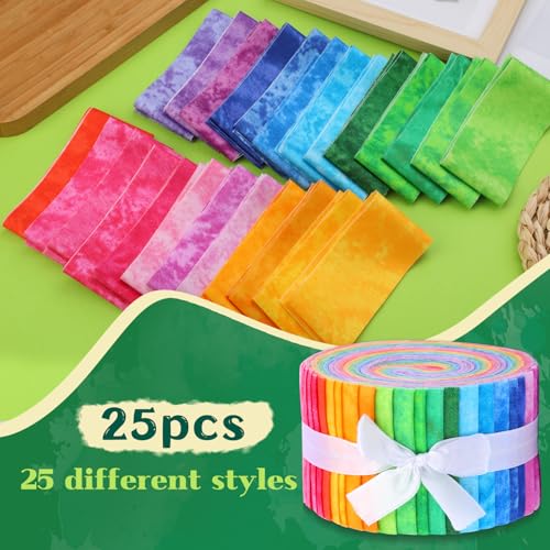 ZMAAGG Jelly Roll Fabric, 25 PCS Bright Color Jelly Roll, Quilting Fabric - color: Bright
