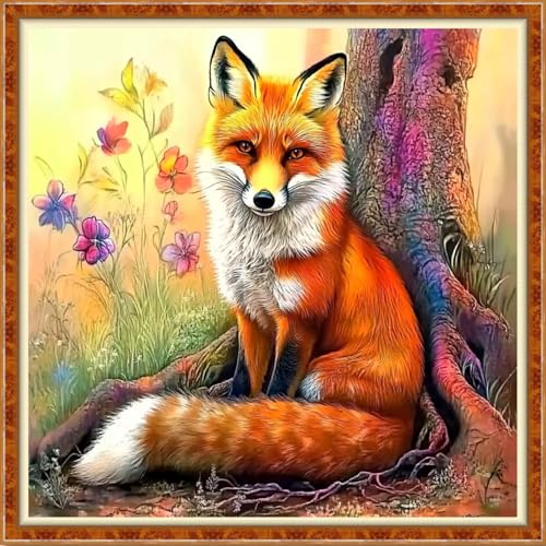 Funchey Counted Cross Stitch Kits for Adults Needlepoint Kits Unprinted Cross Stitching Embroidery Kit 11CT Cross Stitch Supplies- Colorful Fox 18x18 inch - color: Artcolor02